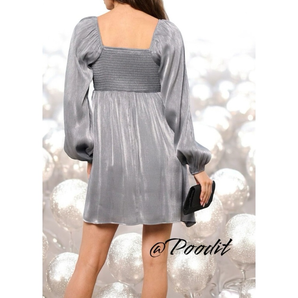 PEACH LOVE CALIFORNIA beautiful grey shimmer dress S M L - Picture 4 of 11